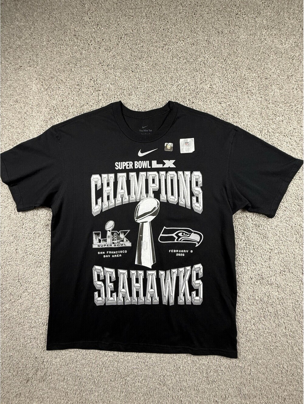 Seattle Seahawks Nike Super Bowl Champions T Shirt Large NFL Football NWT